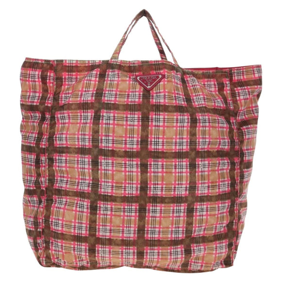 PRADA Eco Bag Nylon Pink Silver Auth 203684A