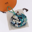 HERMES Petit Ash Bag Charm Silk Blue Auth 203689M-13