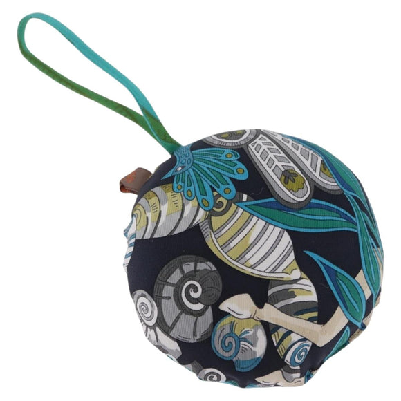 HERMES Petit Ash Bag Charm Silk Blue Auth 203689M