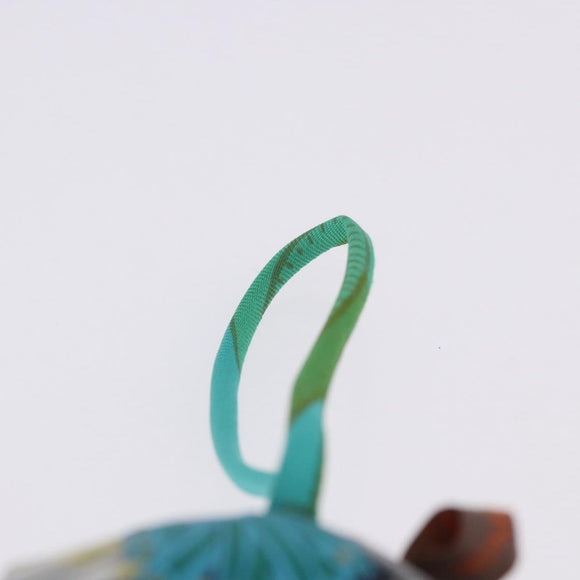 HERMES Petit Ash Bag Charm Silk Blue Auth 203689M