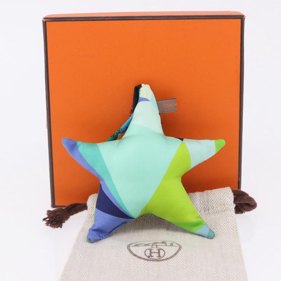 HERMES Petit Ash Bag Charm Silk Green Auth 203690M