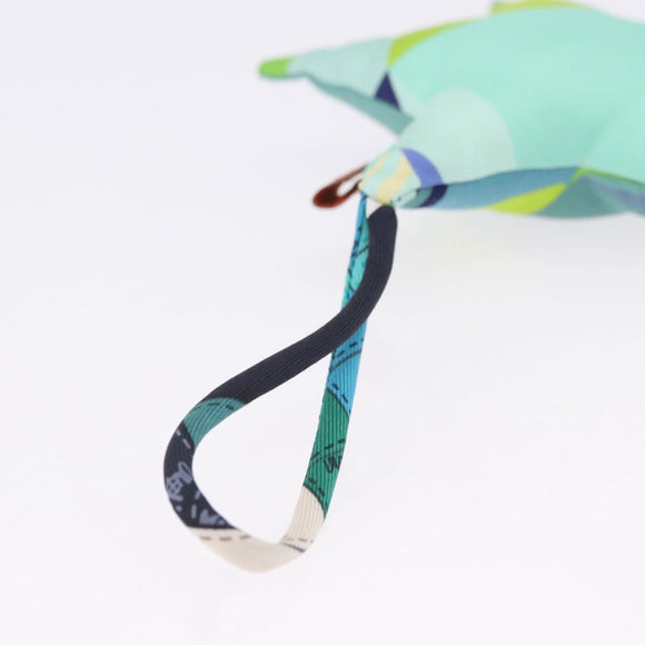 HERMES Petit Ash Bag Charm Silk Green Auth 203690M