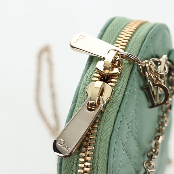Christian Dior Cannage Chain Shoulder Phone Pouch Lamb Skin 2way Auth 203691V