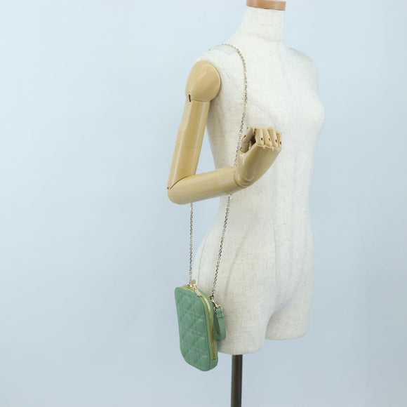 Christian Dior Cannage Chain Shoulder Phone Pouch Lamb Skin 2way Auth 203691V