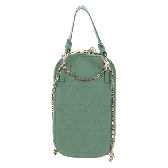 Christian Dior Cannage Chain Shoulder Phone Pouch Lamb Skin 2way Auth 203691V
