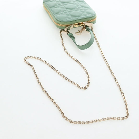 Christian Dior Cannage Chain Shoulder Phone Pouch Lamb Skin 2way Auth 203691V