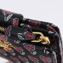 PRADA Compact Wallet Leather Black Gold Auth 203694M-8