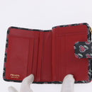 PRADA Compact Wallet Leather Black Gold Auth 203694M-9