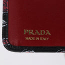 PRADA Compact Wallet Leather Black Gold Auth 203694M-18