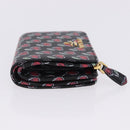 PRADA Compact Wallet Leather Black Gold Auth 203694M-3