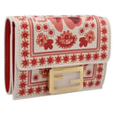 FENDI Compact Wallet Baguette Micro Wallet Leather Red Gold Auth 203699M-1