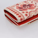 FENDI Compact Wallet Baguette Micro Wallet Leather Red Gold Auth 203699M-16