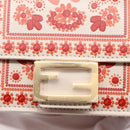 FENDI Compact Wallet Baguette Micro Wallet Leather Red Gold Auth 203699M-17