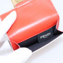 FENDI Compact Wallet Baguette Micro Wallet Leather Red Gold Auth 203699M-8