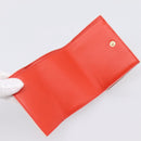 FENDI Compact Wallet Baguette Micro Wallet Leather Red Gold Auth 203699M-9