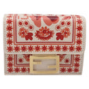 FENDI Compact Wallet Baguette Micro Wallet Leather Red Gold Auth 203699M-13
