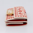 FENDI Compact Wallet Baguette Micro Wallet Leather Red Gold Auth 203699M-4