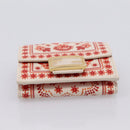 FENDI Compact Wallet Baguette Micro Wallet Leather Red Gold Auth 203699M-6