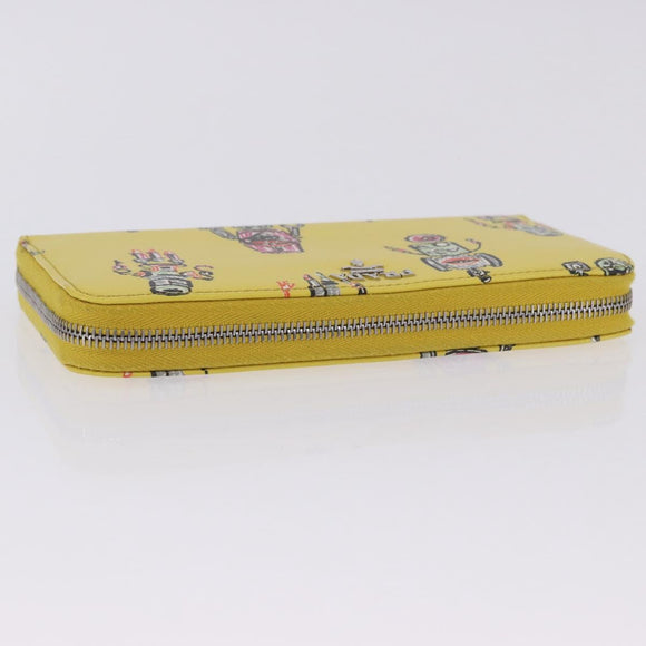 PRADA Long Wallet Safiano Leather Yellow Silver Auth 203700M