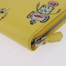PRADA Long Wallet Safiano Leather Yellow Silver Auth 203700M-18