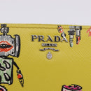PRADA Long Wallet Safiano Leather Yellow Silver Auth 203700M-23