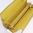 PRADA Long Wallet Safiano Leather Yellow Silver Auth 203700M-21