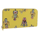 PRADA Long Wallet Safiano Leather Yellow Silver Auth 203700M-1