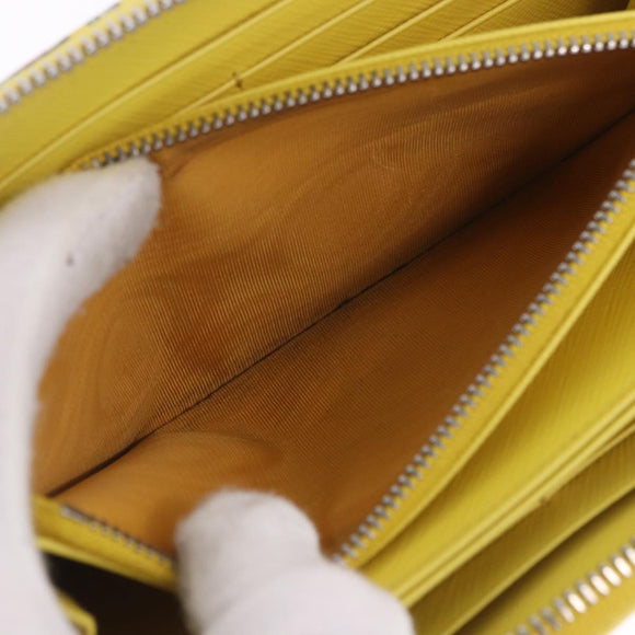 PRADA Long Wallet Safiano Leather Yellow Silver Auth 203700M