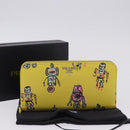 PRADA Long Wallet Safiano Leather Yellow Silver Auth 203700M-12