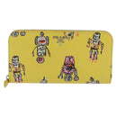 PRADA Long Wallet Safiano Leather Yellow Silver Auth 203700M-13