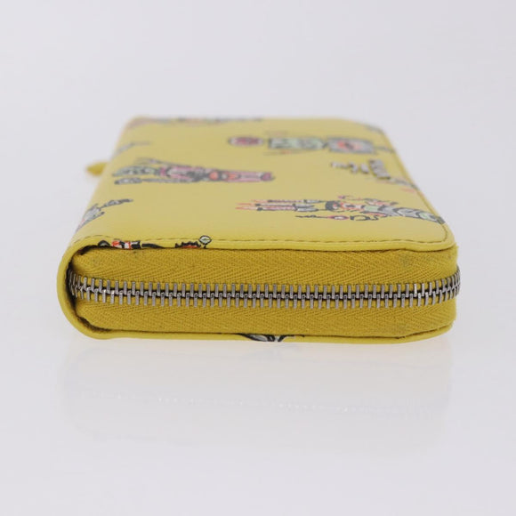 PRADA Long Wallet Safiano Leather Yellow Silver Auth 203700M