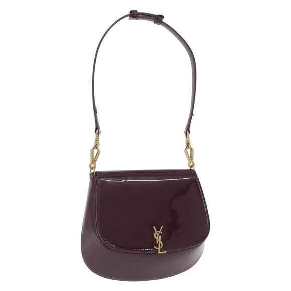 SAINT LAURENT Voltaire Shoulder Bag Patent Leather Bordeaux Gold Auth 203703SAV