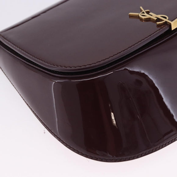 SAINT LAURENT Voltaire Shoulder Bag Patent Leather Bordeaux Gold Auth 203703SAV