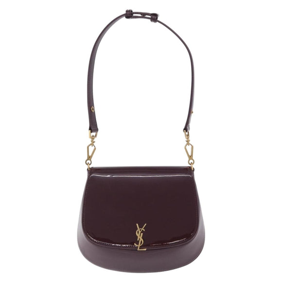 SAINT LAURENT Voltaire Shoulder Bag Patent Leather Bordeaux Gold Auth 203703SAV