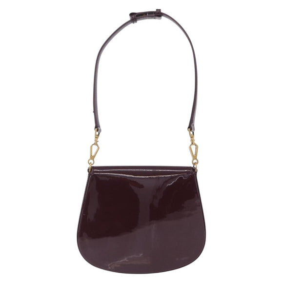SAINT LAURENT Voltaire Shoulder Bag Patent Leather Bordeaux Gold Auth 203703SAV