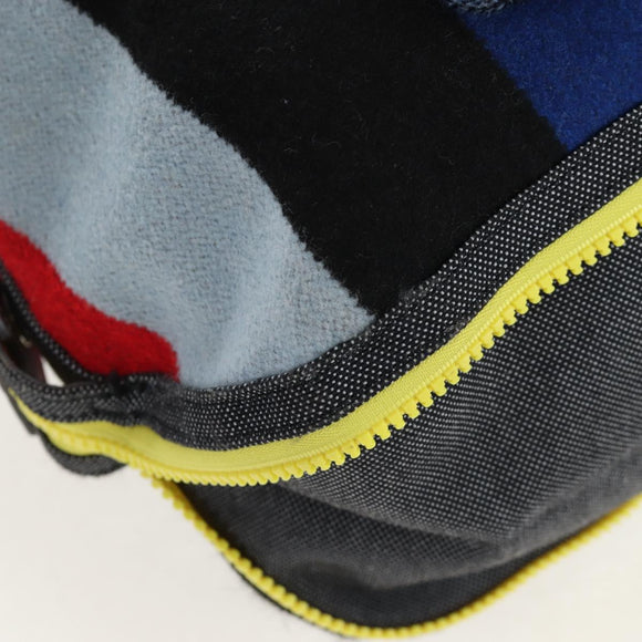 LOEWE Tote Bag Wool 2way Blue Silver Auth 203705M