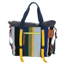 LOEWE Tote Bag Wool 2way Blue Silver Auth 203705M-13