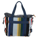 LOEWE Tote Bag Wool 2way Blue Silver Auth 203705M-2