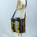 LOEWE Tote Bag Wool 2way Blue Silver Auth 203705M-33