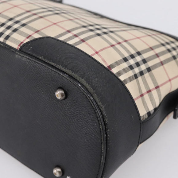 BURBERRY Nova Check Shoulder Bag Canvas Beige Silver Auth 203707