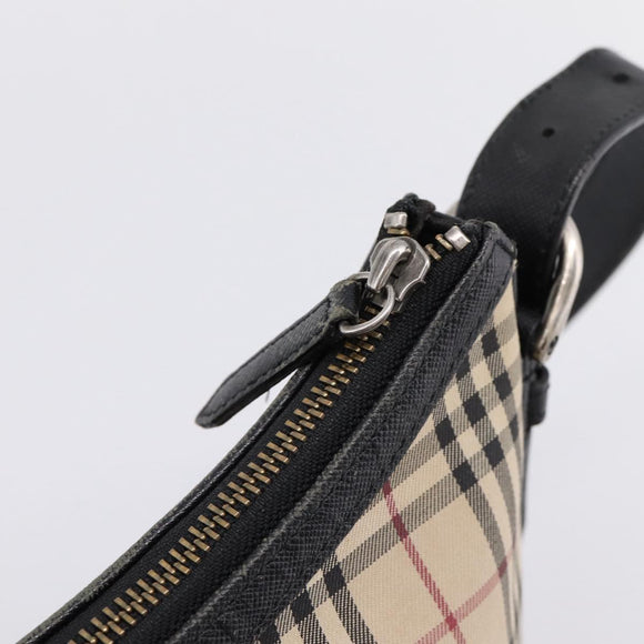 BURBERRY Nova Check Shoulder Bag Canvas Beige Silver Auth 203707