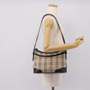BURBERRY Nova Check Shoulder Bag Canvas Beige Silver Auth 203707-23