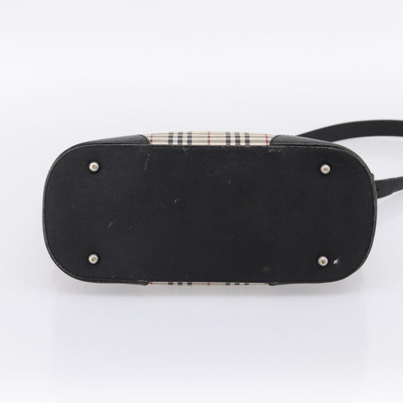 BURBERRY Nova Check Shoulder Bag Canvas Beige Silver Auth 203707