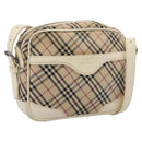 BURBERRY Nova Check Shoulder Bag Canvas Beige Silver Auth 203708-1