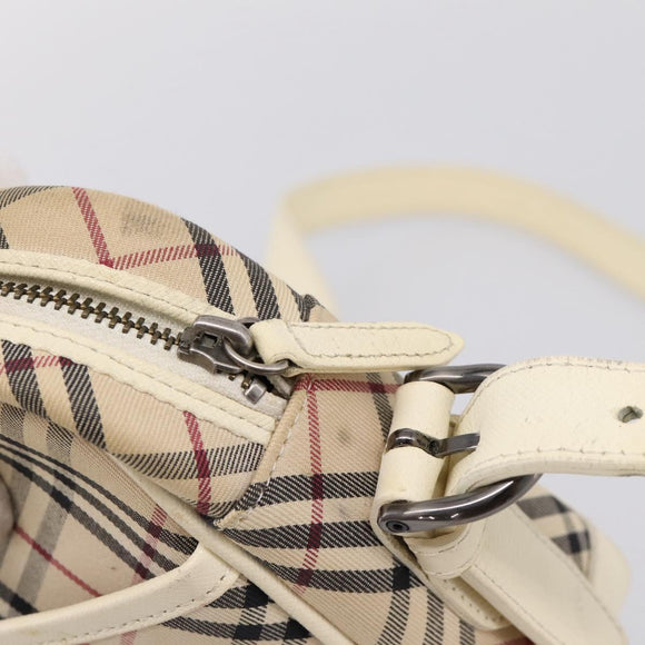 BURBERRY Nova Check Shoulder Bag Canvas Beige Silver Auth 203708