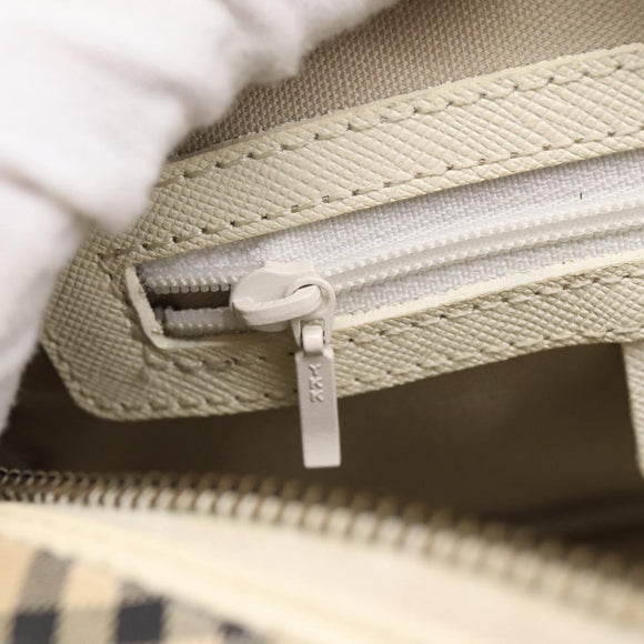 BURBERRY Nova Check Shoulder Bag Canvas Beige Silver Auth 203708