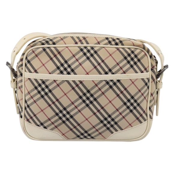 BURBERRY Nova Check Shoulder Bag Canvas Beige Silver Auth 203708