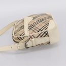 BURBERRY Nova Check Shoulder Bag Canvas Beige Silver Auth 203708-4
