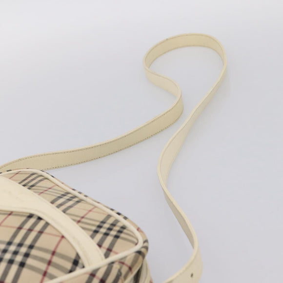 BURBERRY Nova Check Shoulder Bag Canvas Beige Silver Auth 203708