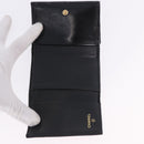 CHANEL Matelasse Compact Wallet Patent Leather Black Gold CC Auth 203711M-13